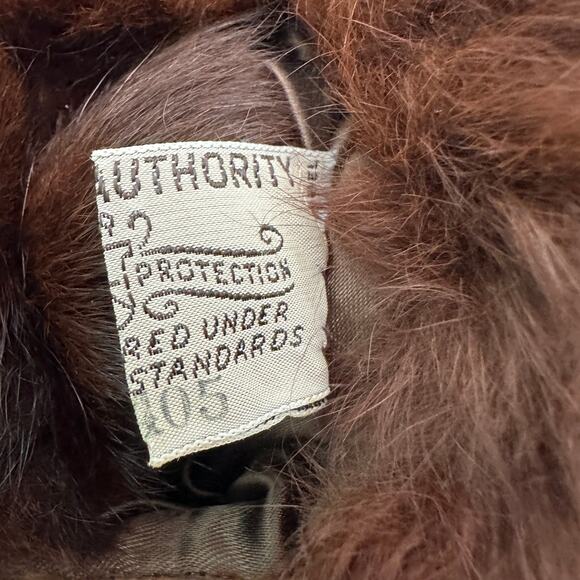 Vintage Brown Mink Fur Stole Capelet Shawl Wrap Union Label Satin Lined - Picture 12 of 16